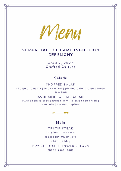 Hall of Fame Induction Ceremony Dinner Ticket